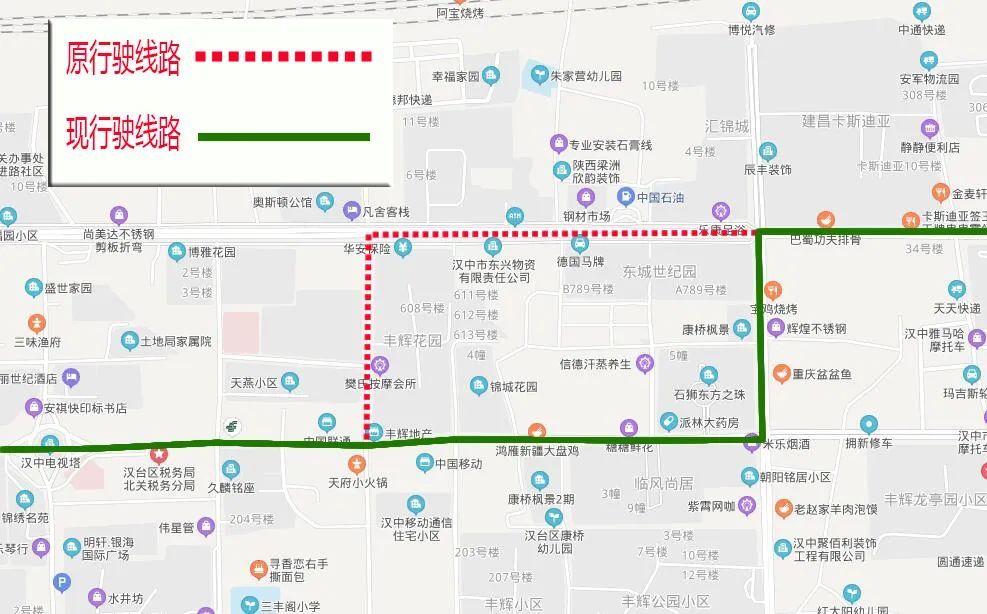 3路公交车调整后行驶线路 万泰康居城—紫柏路—东一环—前进东路