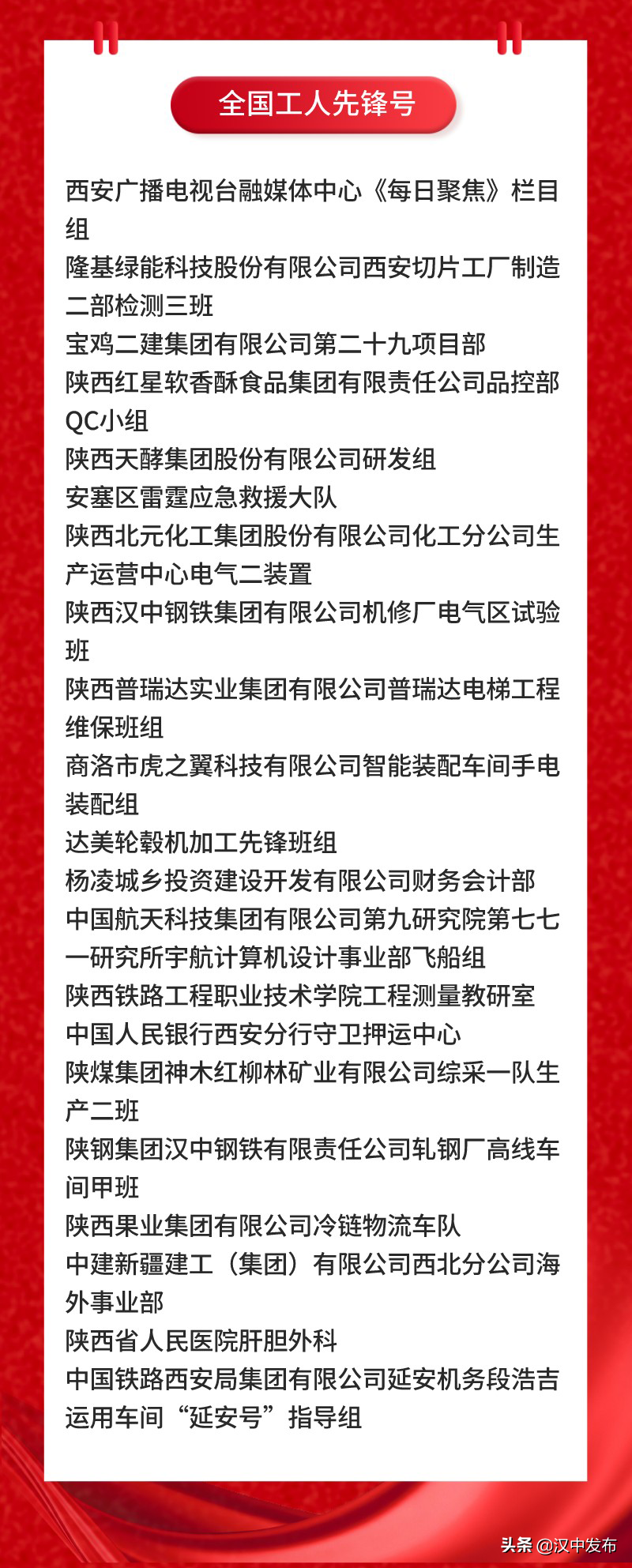 名单公示！汉中这些集体和个人入选→
